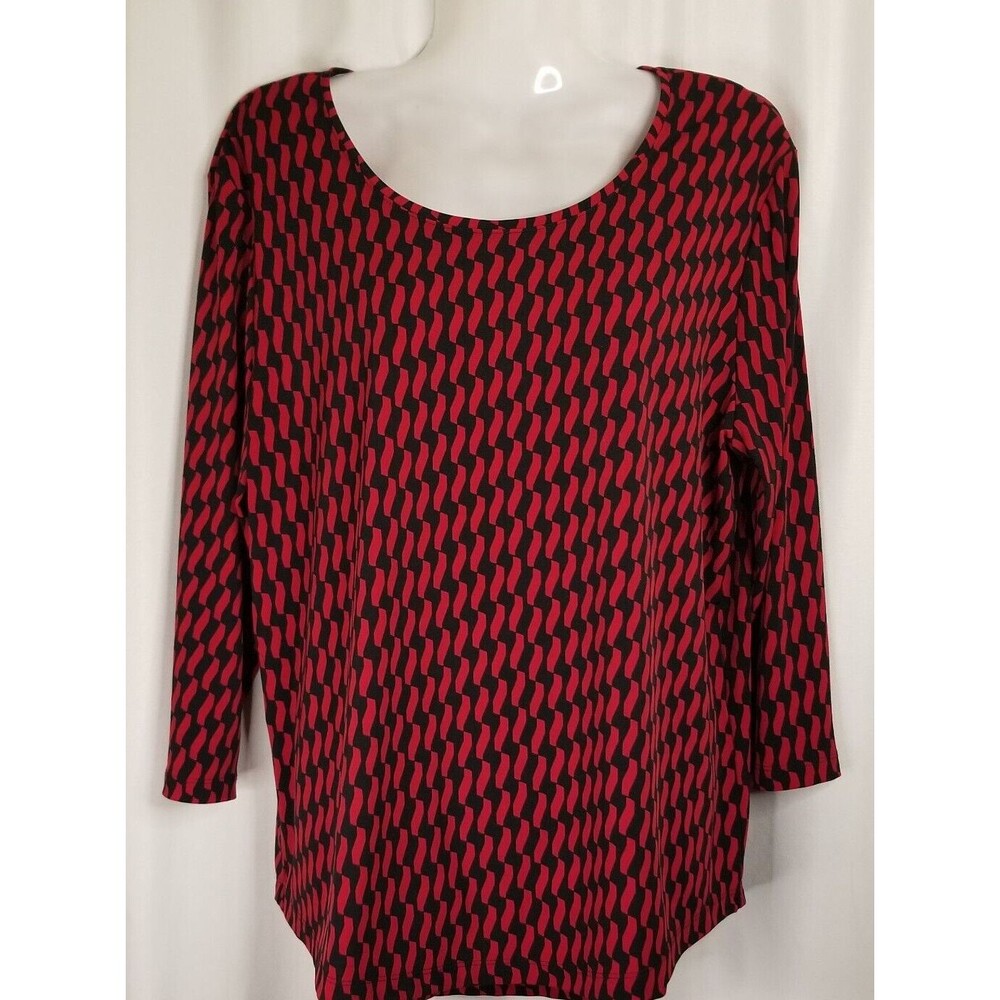 Chico's Women's Top Geometric Red & Black Liquid Knit Chico's 1 or Size Medium